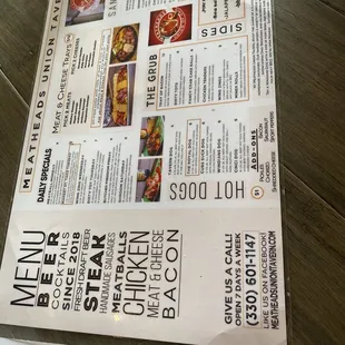 a menu for a restaurant