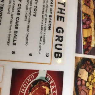 The top of the menu.