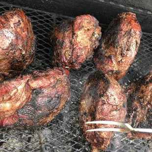 grilling meat on a grill