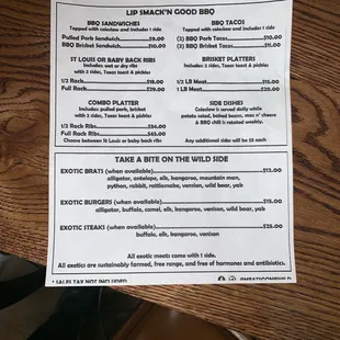 a menu on a table