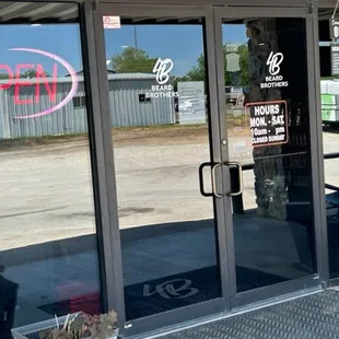 the entrance to a restaurant
