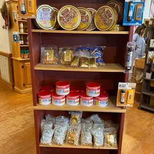 a display of food items