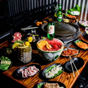 a table full of food