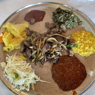 Meaza Tibs (House Special) and Regular Vegetarian Combo