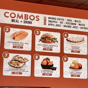 Combo menu meals