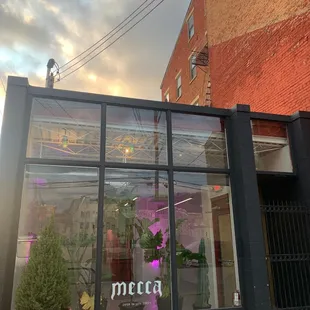 front entrance of mecca otr in over the rhine. OTR&apos;s largest outdoor patio bar