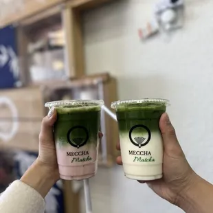 Strawberry oat matcha &amp; white chocolate matcha (level 2)