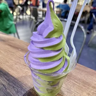Ube &amp; matcha soft serve