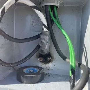 Burned through electrical wires