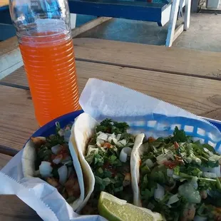 a drink and a plate of food