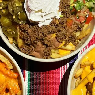 Mechy's Fries. Enchilada style, Nacho cheese or super fries!