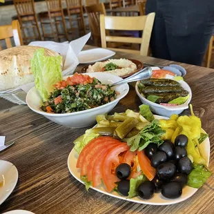a table with a variety of foods