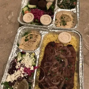 Falafel Plate ($11.99) and Kofta Kabob Plate ($14.49)