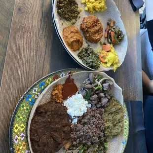 Meat combination platter and vegetable combination platter