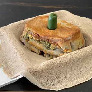 A serving of Ethiopian Agelgel(veggie combo)