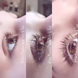 Before and after Keratin Lash Lift &amp; Tint