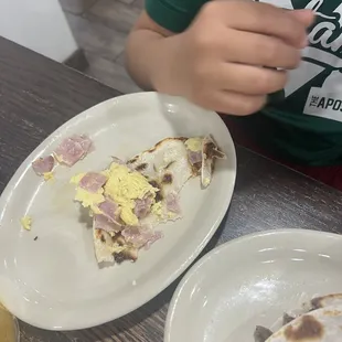 Ham and egg was cooked well. And very tasty.