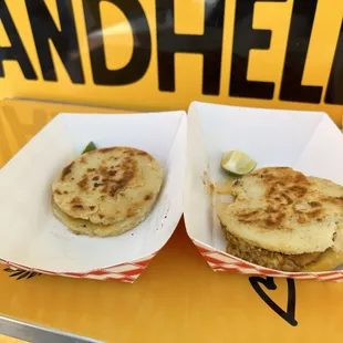 Arepa filled with chicharrón
