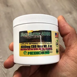 4000mg body butter, this is the best topical for pain, works very fast, for neuropathy, arthritis and muscle pains... great for sciatica!