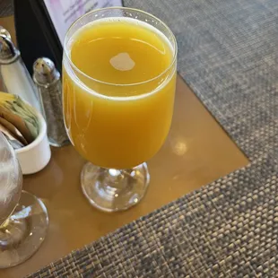 a glass of orange juice