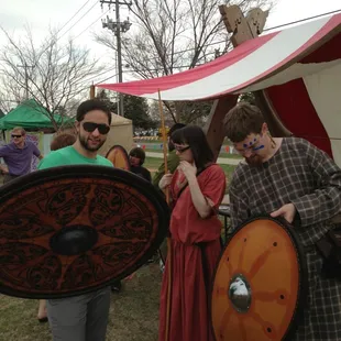 Learning about the history of shields from the UCO medieval club