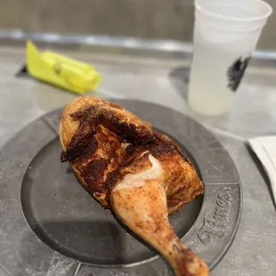 Half a rotisserie chicken