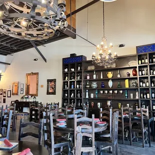 tables and chairs in a restaurant