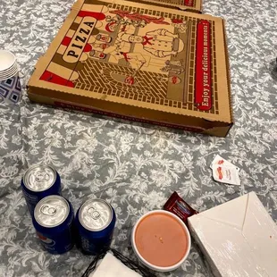 Pizza , wings, pepsi