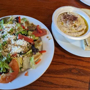 Greek salad and side of hummus (come with pita bread)