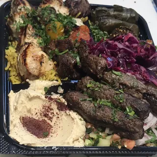 SAMPLER KABOB PLATE LAMB CHICKEN KEFTA PLATE