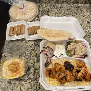 Shish Tawook, Pita, Humus, Baklava