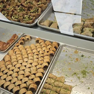 a variety of pastries on display
