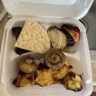 Chicken kebab with rice, Looks better than it tasted. 3/10