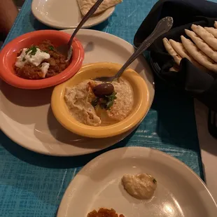 Baba Ghanoush and Hummus as an appetizer