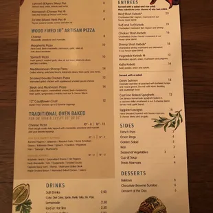 menu