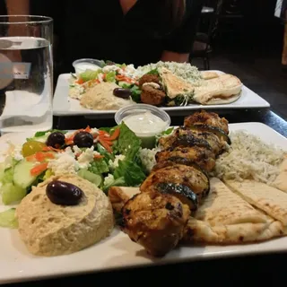 Chicken Kabob and Hummus Combo Plate