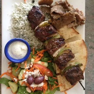 Beef Kabob and Gyros Combo Plate