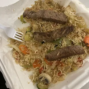 Tuesday special of Steak and veggies and we eat steak often and this was spectacular!