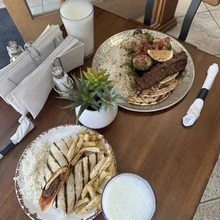 Adana kebab , gyro wrap and gyro pita
