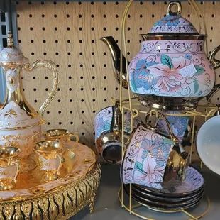 a variety of decorative items on display