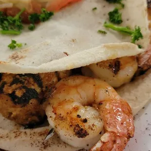 MIXED GRILL 4 SKEWERS Chicken, Beef, Kafta and Shrimp kabob grilled to perfection served with garlic and tzatziki