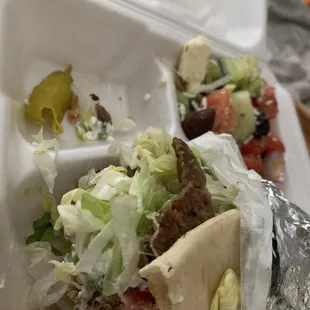 Gyro with Greek salad