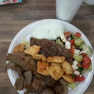 mixed grill with greek salad, rice, and drink for $11!