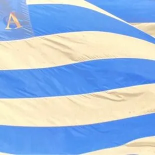 a large greek flag
