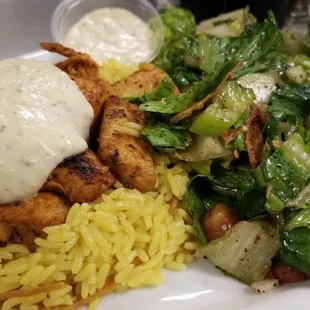 Lebanese Chicken and Rice plate