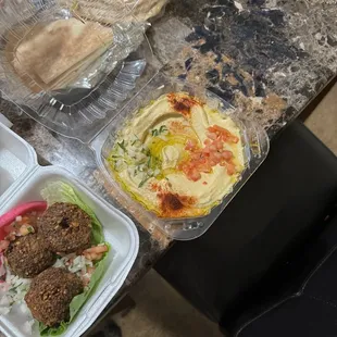 Greaf, falafels, hummus &amp; pita bread!
