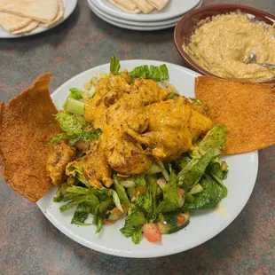 Spicy chicken fattoush