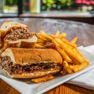 a sandwich and french fries