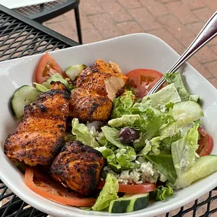 Mediterranean Salad &amp; Grilled Salmon