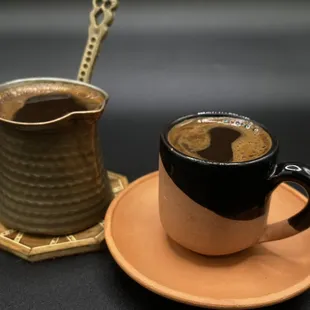 Finley ground Turkish coffee, with notes of Cardamon